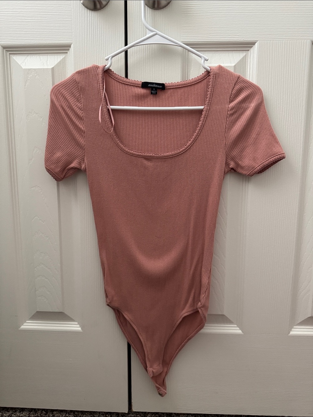 Ambiance Ribbed Scoop Neck Bodysuit - Dusty Rose/Pink